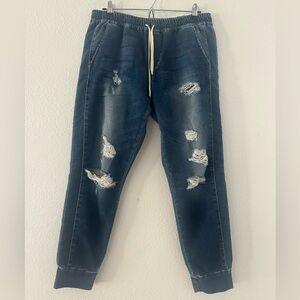 JOES JEANS Distressed soft denim joggers. Size Large.